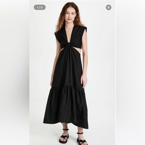 Alexandria Cotton Midi Dress In Black Size 2